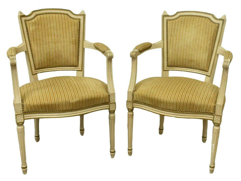 Armchairs, Fauteuils, French Louis XVI Style, Upholstered, Charming Pair!!! - Old Europe Antique Home Furnishings