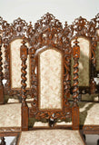 Chairs, Dining, Side, Barley Twist, 6 Heavily Carved Oak Chairs, Gorgeous! - Old Europe Antique Home Furnishings