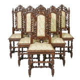 Chairs, Dining, Side, Barley Twist, 6 Heavily Carved Oak Chairs, Gorgeous! - Old Europe Antique Home Furnishings