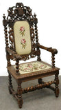 Antique Armchair, French Henri II Style Carved Oak, 19th C., 1800's, Majestic! - Old Europe Antique Home Furnishings