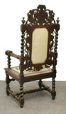 Antique Armchair, French Henri II Style Carved Oak, 19th C., 1800's, Majestic! - Old Europe Antique Home Furnishings