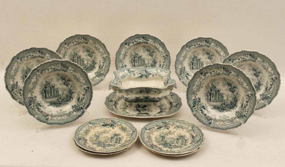 Green antique dishes new arrivals