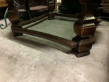 Table, Coffee, French Provincial Carved Oak, w/ Glass, Octagonal, Handsome Vintage !! - Old Europe Antique Home Furnishings