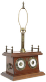 Lamp, Table, Mahogany-Cased Weather Station, Barometer Gauge, Vintage / Antique - Old Europe Antique Home Furnishings