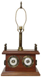 Lamp, Table, Mahogany-Cased Weather Station, Barometer Gauge, Vintage / Antique - Old Europe Antique Home Furnishings