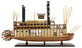 Model Ship, Steamship,Large Rotating Paddlewheel, Wooden Stages, Unique, 1900's - Old Europe Antique Home Furnishings