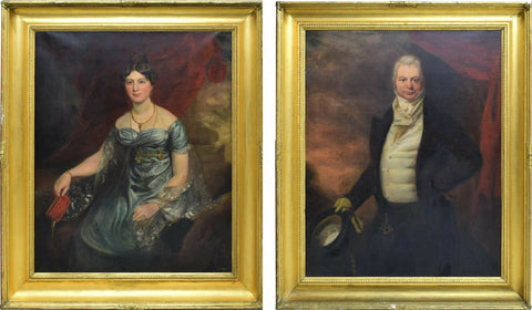 Handsome Pair of Extraordinary Monumental British Portraits early 19th C. (1800s) - Old Europe Antique Home Furnishings