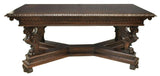 Table, Italian Renaissance Revival Carved Walnut, Early 1900s, Handsome Vintage! - Old Europe Antique Home Furnishings