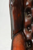 Wingback Arm Chair, British Red Leather Chesterfield , Button Tufted, Nailhead Trim! - Old Europe Antique Home Furnishings