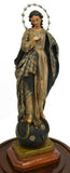 Beautiful Madonna, Religious Wax Figure Virgin St. Mary, Continental Under Dome, Antique!! - Old Europe Antique Home Furnishings