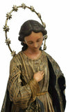 Beautiful Madonna, Religious Wax Figure Virgin St. Mary, Continental Under Dome, Antique!! - Old Europe Antique Home Furnishings
