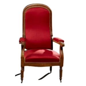 Antique Armchair, French Louis Philippe Red High BackFauteuil Chair 1800s, Gorgeous!!