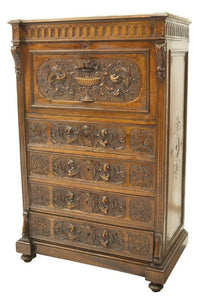 Antique Desk, Secretaire, French Henri II Style Walnut A Abattant, 1800s, Beautiful!