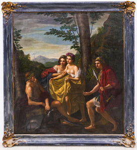 Antique Oil Painting,Continental School 18th C.Style Courting Scene, Large, Beautiful!!
