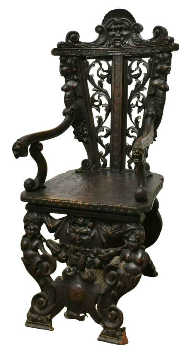 Armchair, Antique Carved, Renaissance Revival, Elaborate Chair!!! | Old ...