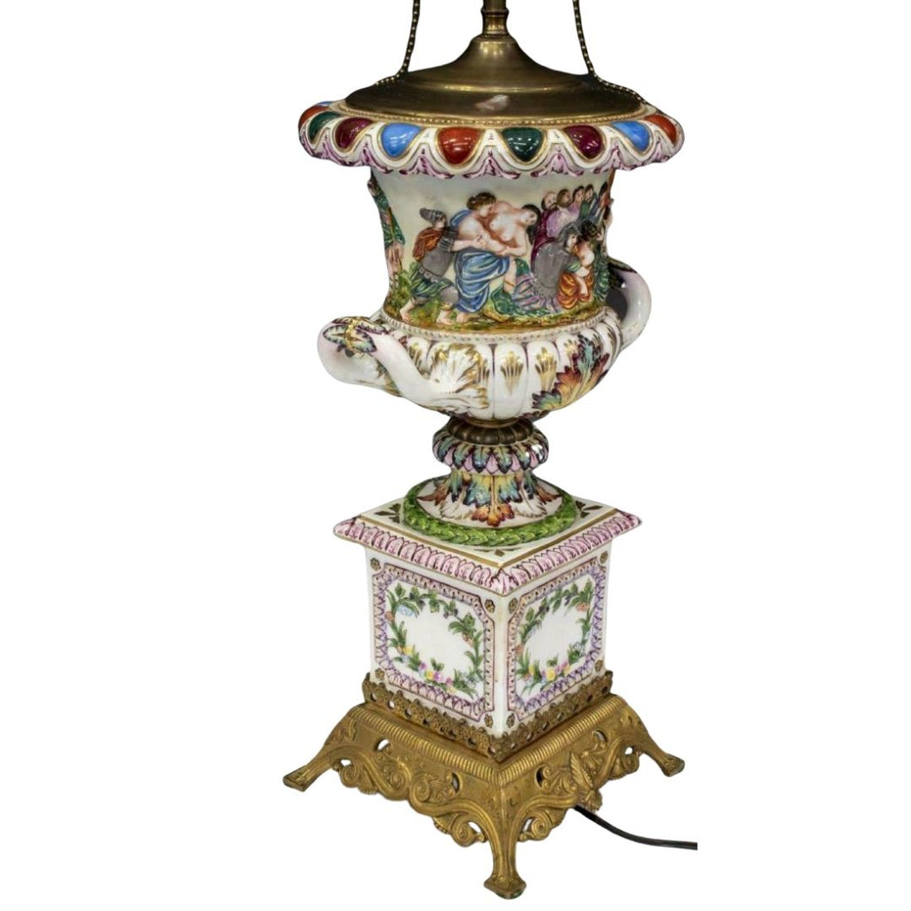 Capodimonte Style Table Lamp, Figural Urn!!