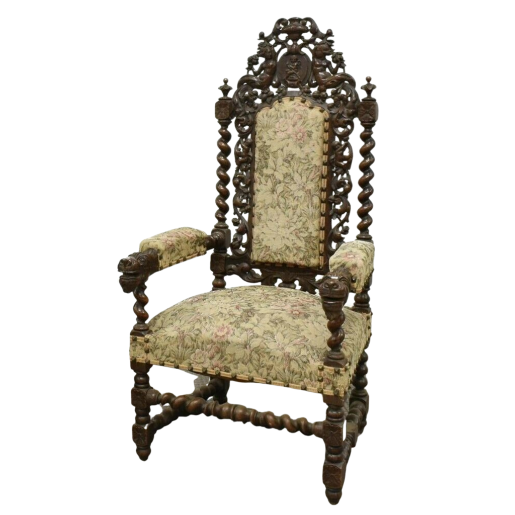 Antique Chair, Arm, French Henri II Style Oak Fauteuil,19th Century, 1800s, Gorgeous and Majestic!