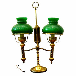 Lamp, Oil Brass Double Arm Student, Converted to Electric, 1800s, Gorgeous Antique!