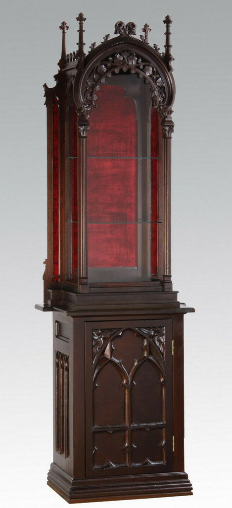 Gothic Vitrine, Revival Walnut, 19th Century, 1800s, Gorgeous Antique!