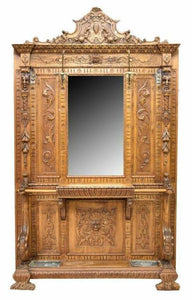 Hall Tree, Antique Continental Renaissance Revival, Walnut,19th C., 1800s, Fantastic!!