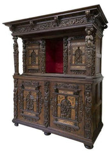 Antique Cabinet, Flemish, William Randolph Hearst Estate, Finely Carved Oak 17th C., Phenomenal!!