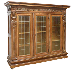 Gorgeous Antique Bookcase, Carved Walnut, Italian Renaissance Revival, 20th Century, Gorgeous!