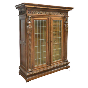 Gorgeous Antique Bookcase, Cabinet Italian Renaissance Revival Fitted, Early 1900s!