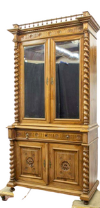 Antique Bookcase, Secretary, French Henri II Style, Mirrored, 1800s, Gorgeous!!