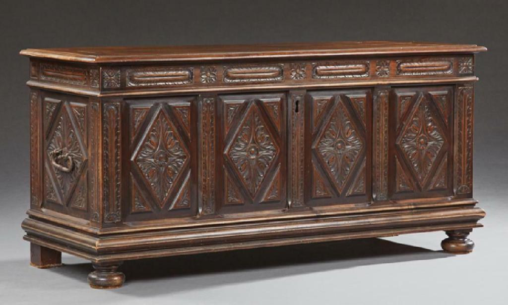 Chest, Coffer, French Provincial Carved Walnut, Early 19th C., 1800s, Gorgeous!!