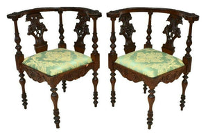 Antique Chairs, Continental Renaissance Revival Corner, Pair,19th Century, 1800s, Charming!!!