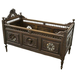 Antique Crib, Child's Bed, French Breton, Carved Oak, 1800s, 19th Century, Gorgeous!!