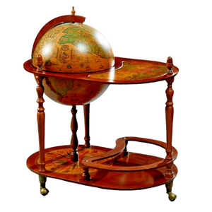 Bar, Globe, Vintage, Serving Cart, French Carved Beech World Globe Bar, 20th C.!