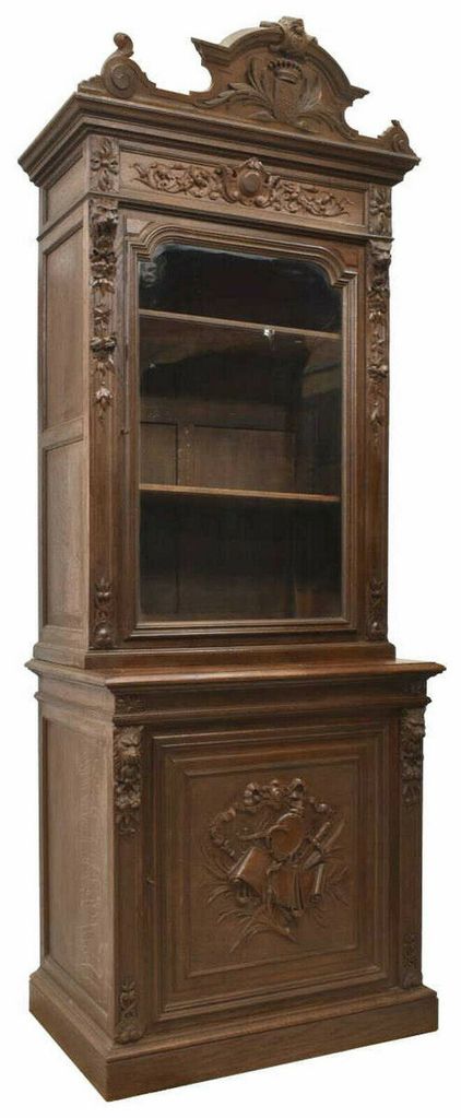 Antique Cabinet, Large French Henri II Style Carved Oak, 1800s, Handsome!!