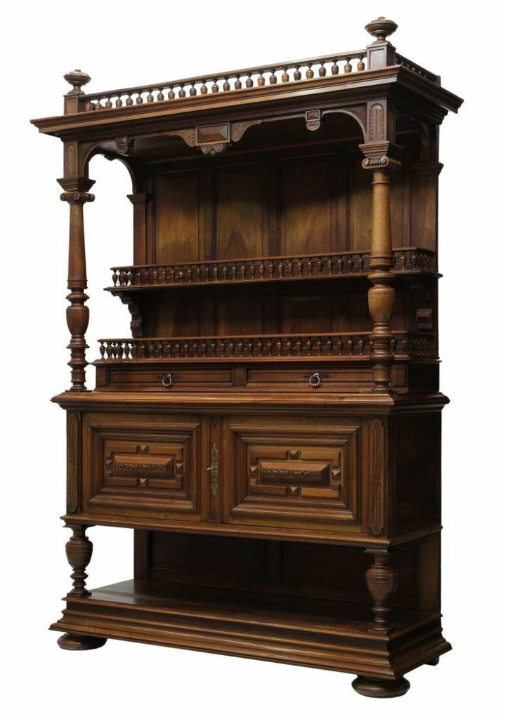 Antique Cabinet, Display French Renaissance Revival, Late 1800s, Dark Wood Tone, Gorgeous!!