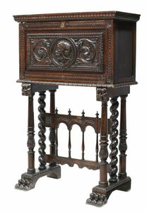 Antique Cabinet, Vargueno Unique Spanish Baroque Style,19th C. (1800s), Charming!!