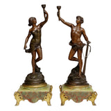 Sculptures, After Rousseau, Patinated Metal, Set of 2, Onyx, Vintage / Antique!! - Old Europe Antique Home Furnishings