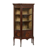 Vitrine, Louis XV Vernis Martin Style, Carved Walnut, Ormolu Mounted, Marble Top - Old Europe Antique Home Furnishings