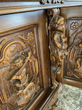 Sideboard, Cabinet, Spanish Renaissance Style Carved Oak Sideboard, Vin, 20th C. - Old Europe Antique Home Furnishings