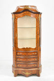 Cabinet / Vitrine, French Style, 3 Drawer, Display. Medium Wood Tone! - Old Europe Antique Home Furnishings