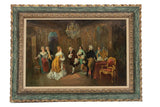 Painting, Oil on Canvas, Rodriquez, Vintage, Parlor Engagement Scene, Signed! - Old Europe Antique Home Furnishings
