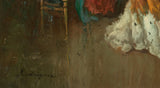 Painting, Oil on Canvas, Rodriquez, Vintage, Parlor Engagement Scene, Signed! - Old Europe Antique Home Furnishings