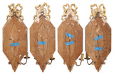 Antique Sconces, 4 Italian Painted, Marbelized, Two-Light, Crest, Scroll, 1900s!