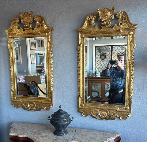PR CARVED & GILT WILLIAMSBURG RESTORATION MIRRORS - Old Europe Antique Home Furnishings