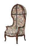 Armchairs, French Porters Chairs, Pair, Wood Frame, Multicolor Fabric, Vintage! - Old Europe Antique Home Furnishings