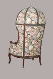 Armchairs, French Porters Chairs, Pair, Wood Frame, Multicolor Fabric, Vintage! - Old Europe Antique Home Furnishings