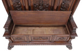 Antique Hall Bench, Italian Renaissance Revival, Carved Walnut, 19th C., 1800s!! - Old Europe Antique Home Furnishings
