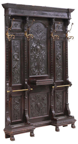 Antique Hall Tree, Italian Renaissance Revival, Carved, Walnut, 19th C., 1800s!! - Old Europe Antique Home Furnishings