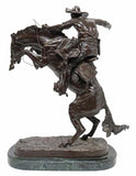BRONZE 'THE BRONCO BUSTER,' 21"H - Old Europe Antique Home Furnishings