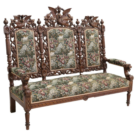 FINELY CARVED FRENCH RENAISSANCE REVIVAL SOFA - Old Europe Antique Home Furnishings