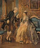 Ant. Lithograph Prints, Otto Erdmann, Rococo, “Courtship”, Color, Framed, 1800s!